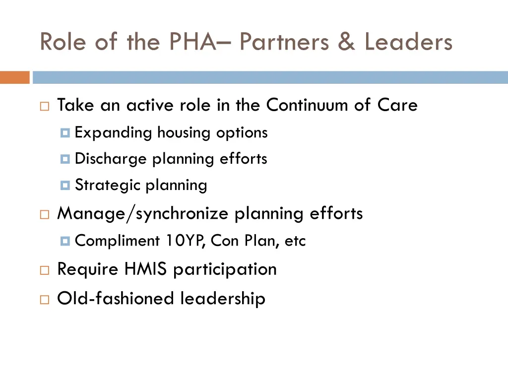 role of the pha partners leaders