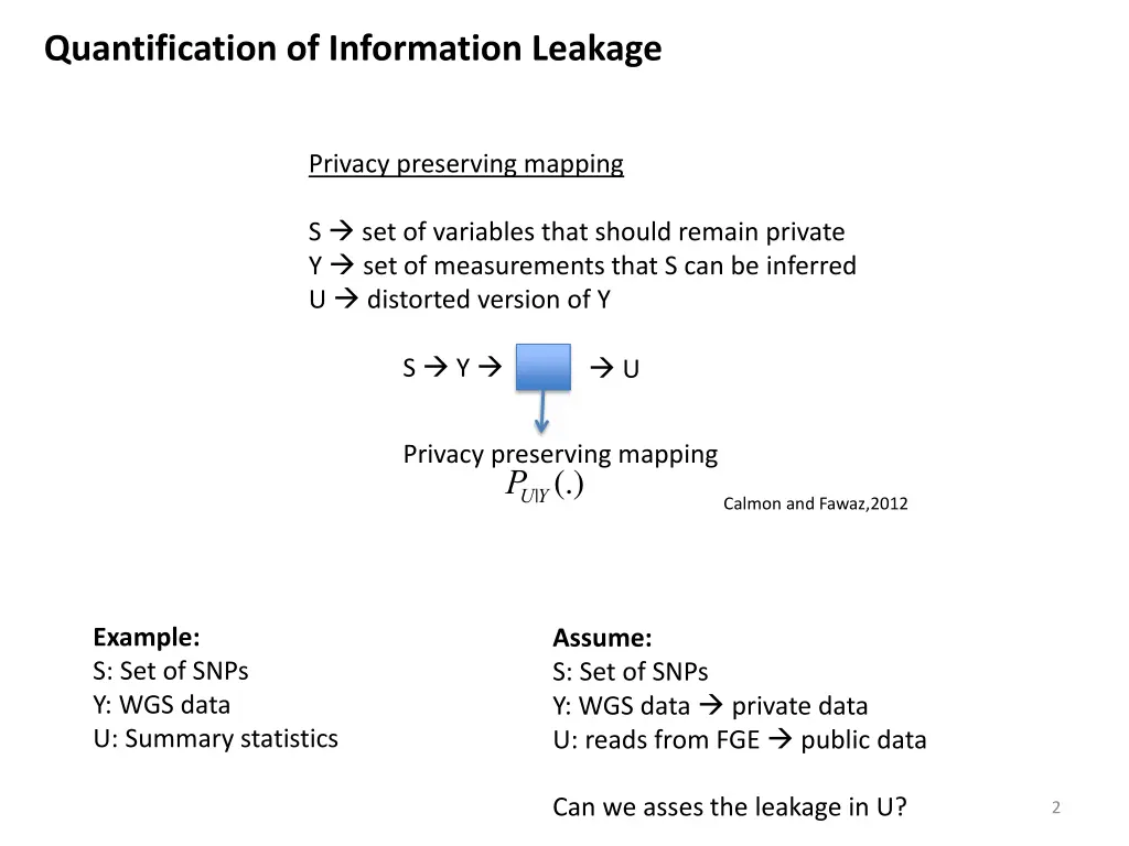 quantification of information leakage