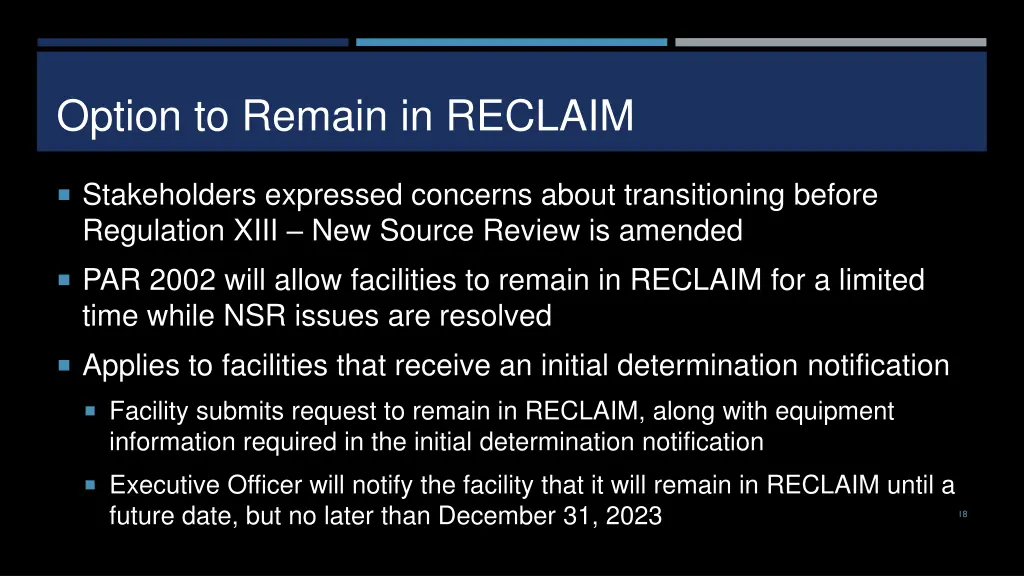 option to remain in reclaim