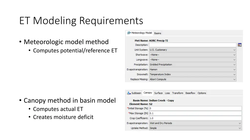 et modeling requirements