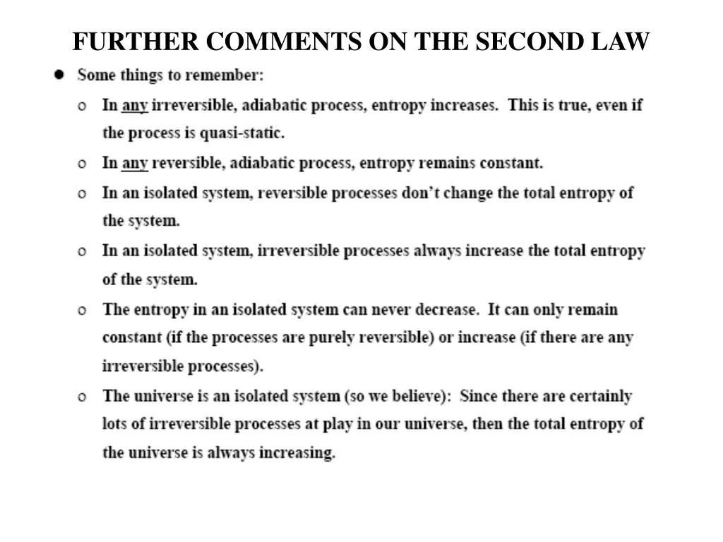 further comments on the second law