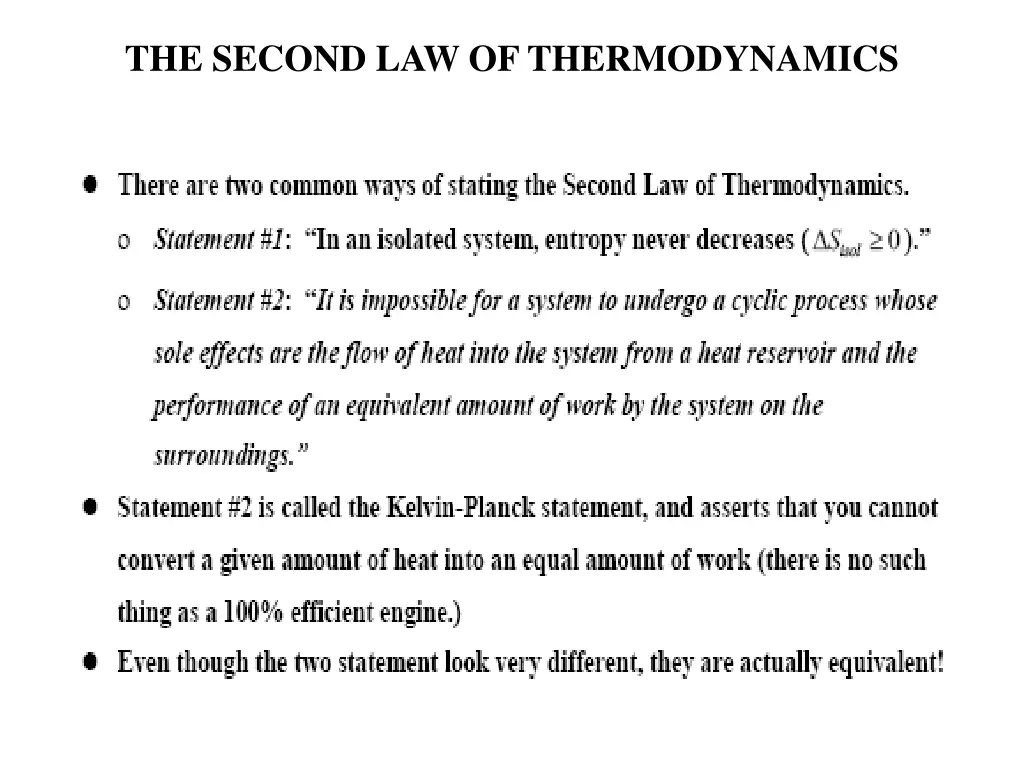 the second law of thermodynamics