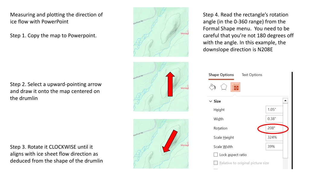 measuring and plotting the direction of ice flow