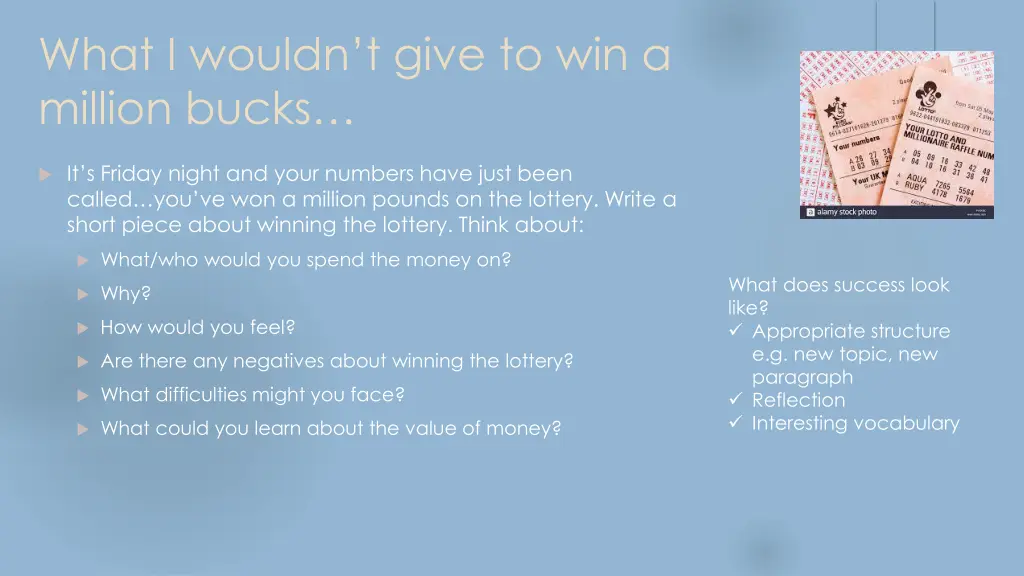 what i wouldn t give to win a million bucks