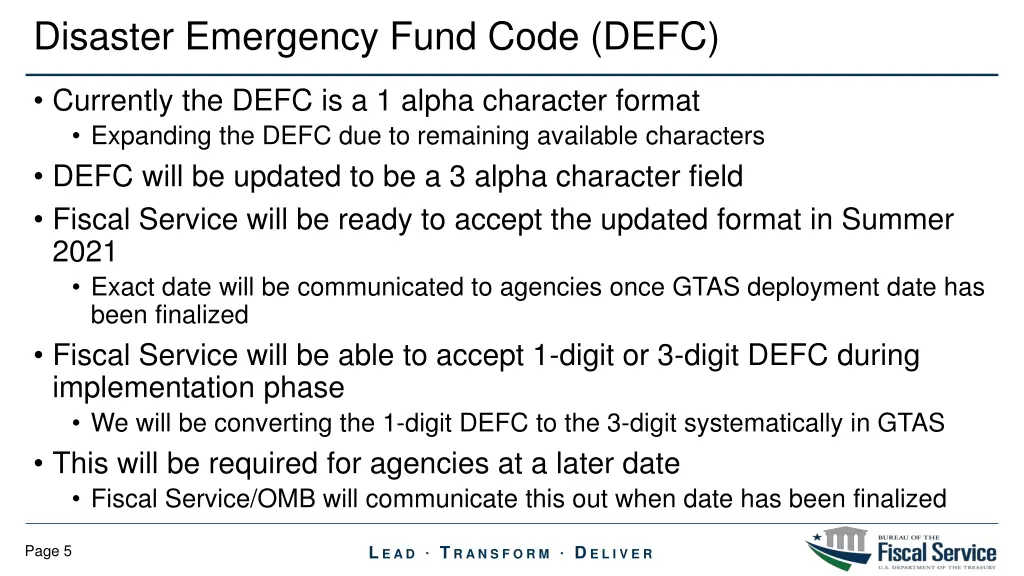 disaster emergency fund code defc