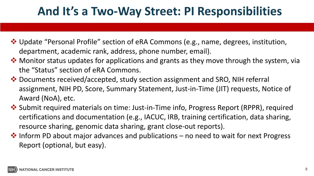 and it s a two way street pi responsibilities