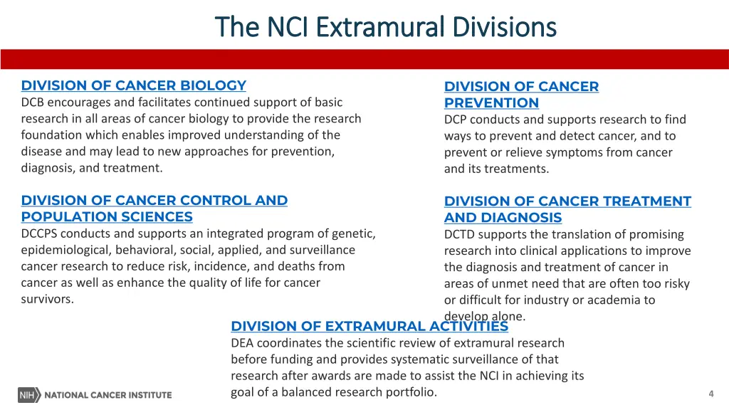 the nci extramural divisions the nci extramural
