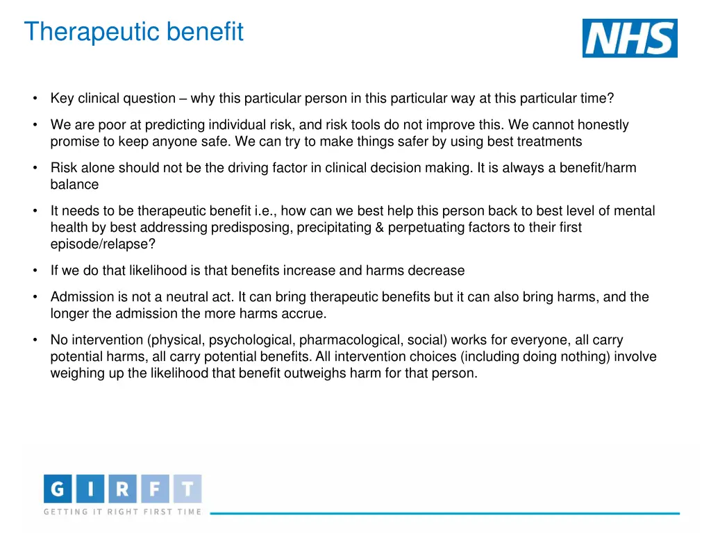 therapeutic benefit