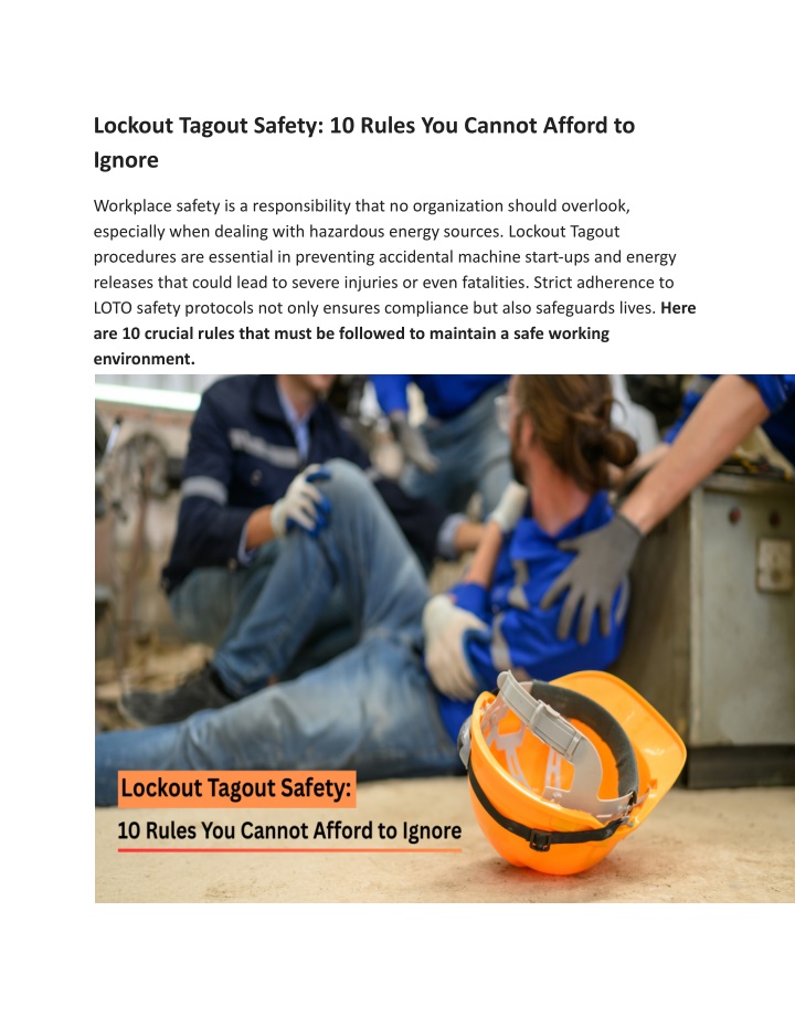 lockout tagout safety 10 rules you cannot afford