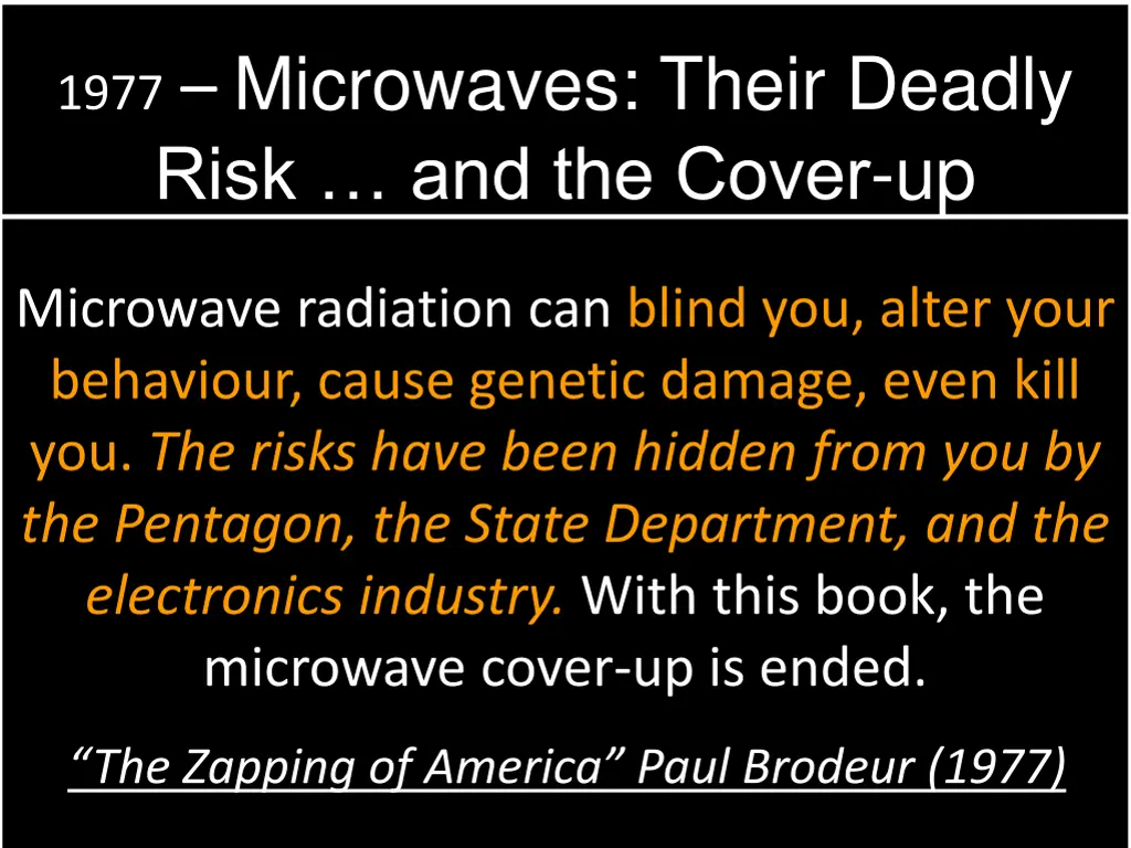 1977 microwaves their deadly risk and the cover up