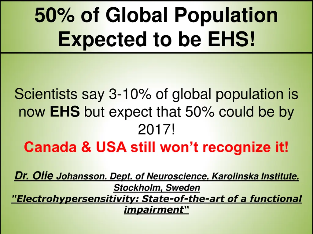 50 of global population expected to be ehs