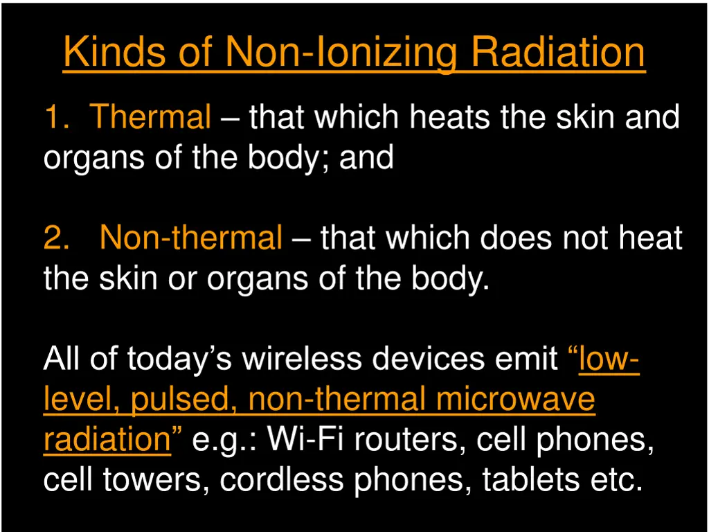 kinds of non ionizing radiation