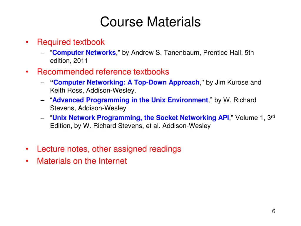 course materials