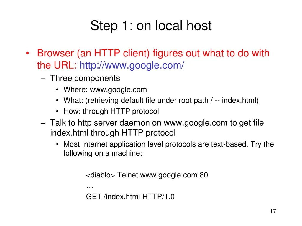 step 1 on local host