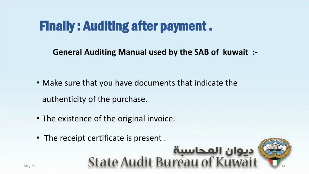 finally auditing after payment finally auditing