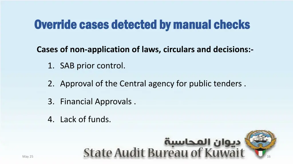 override cases detected by manual checks override