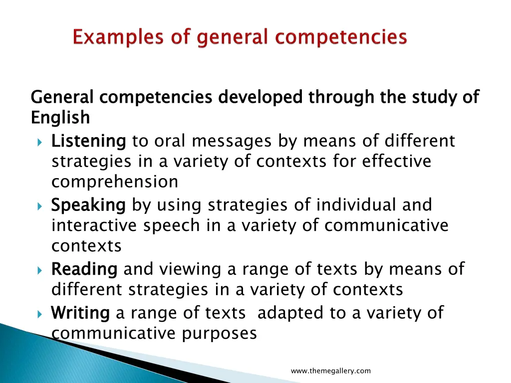 general competencies developed through the study