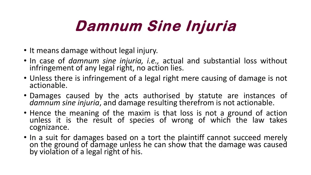 damnum sine injuria damnum sine injuria