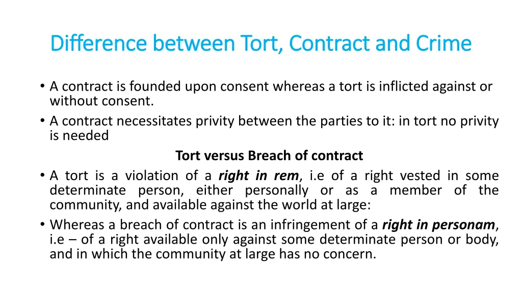 difference between tort contract and crime
