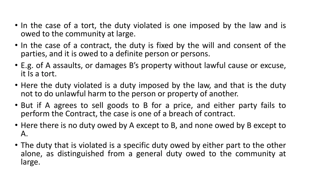 in the case of a tort the duty violated