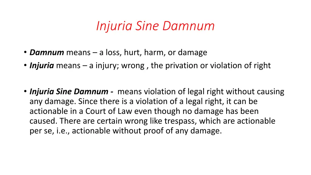 injuria sine damnum