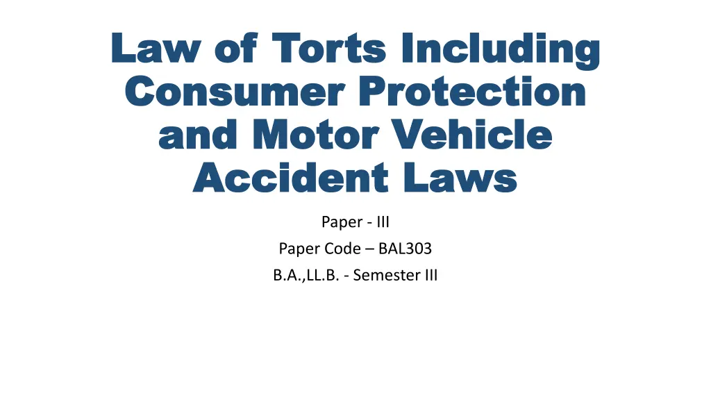 law of torts including law of torts including