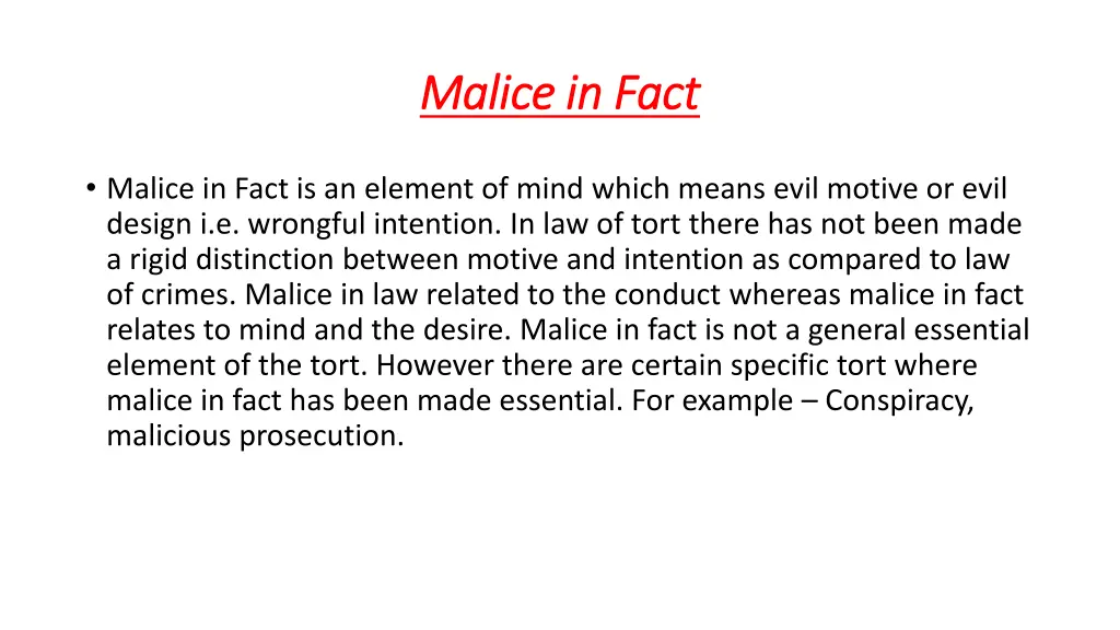 malice in fact malice in fact