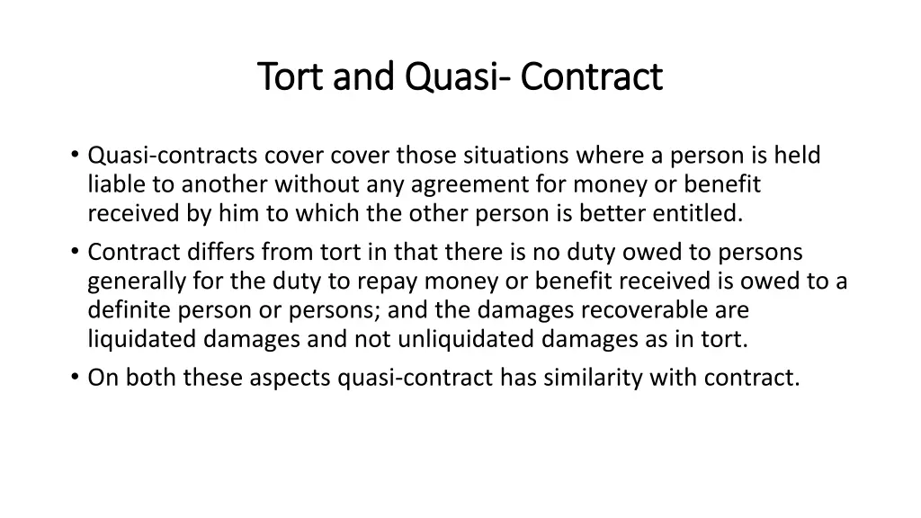 tort and quasi tort and quasi contract