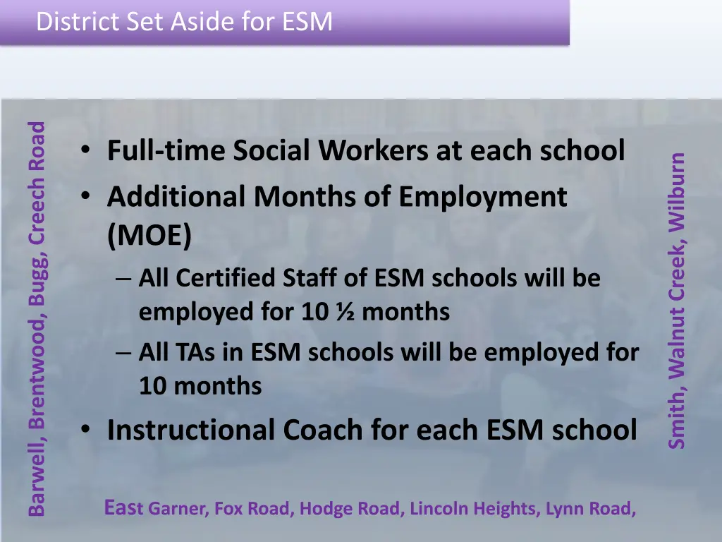 district set aside for esm