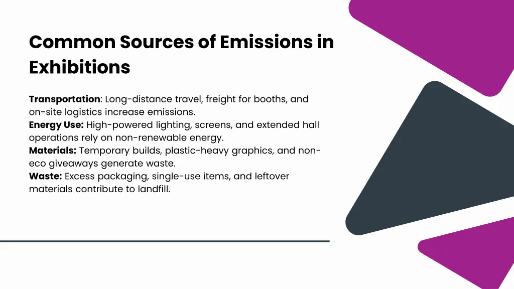 common sources of emissions in exhibitions
