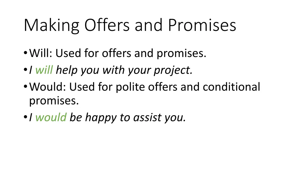 making offers and promises