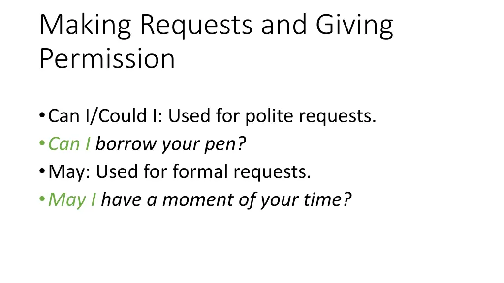 making requests and giving permission