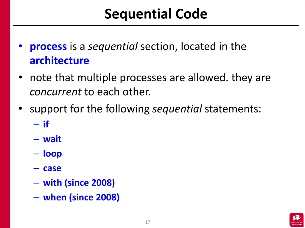 sequential code 1