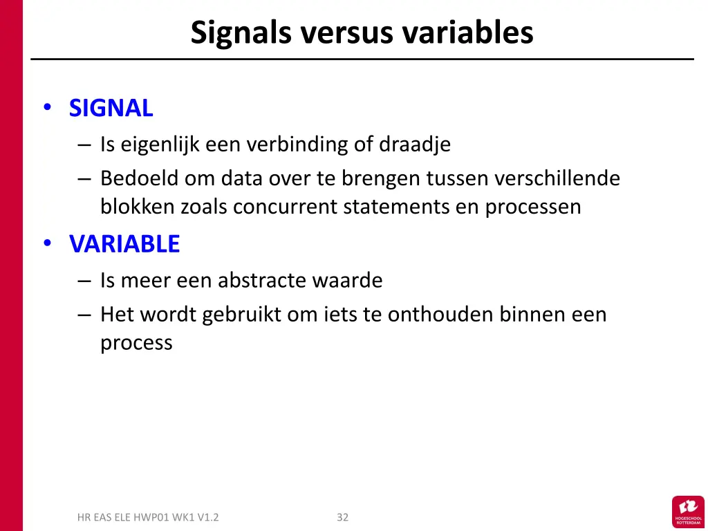 signals versus variables