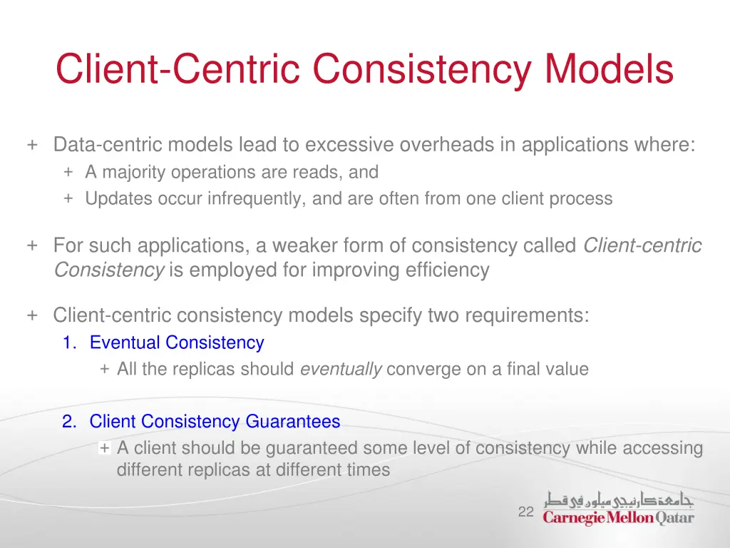 client centric consistency models