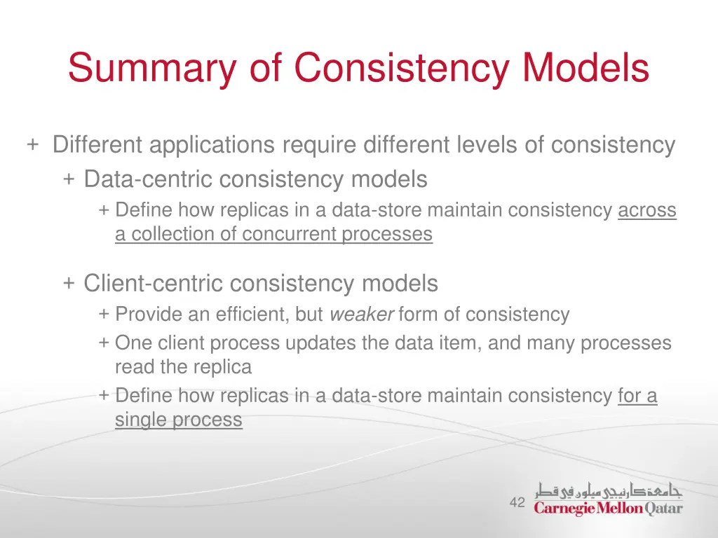 summary of consistency models