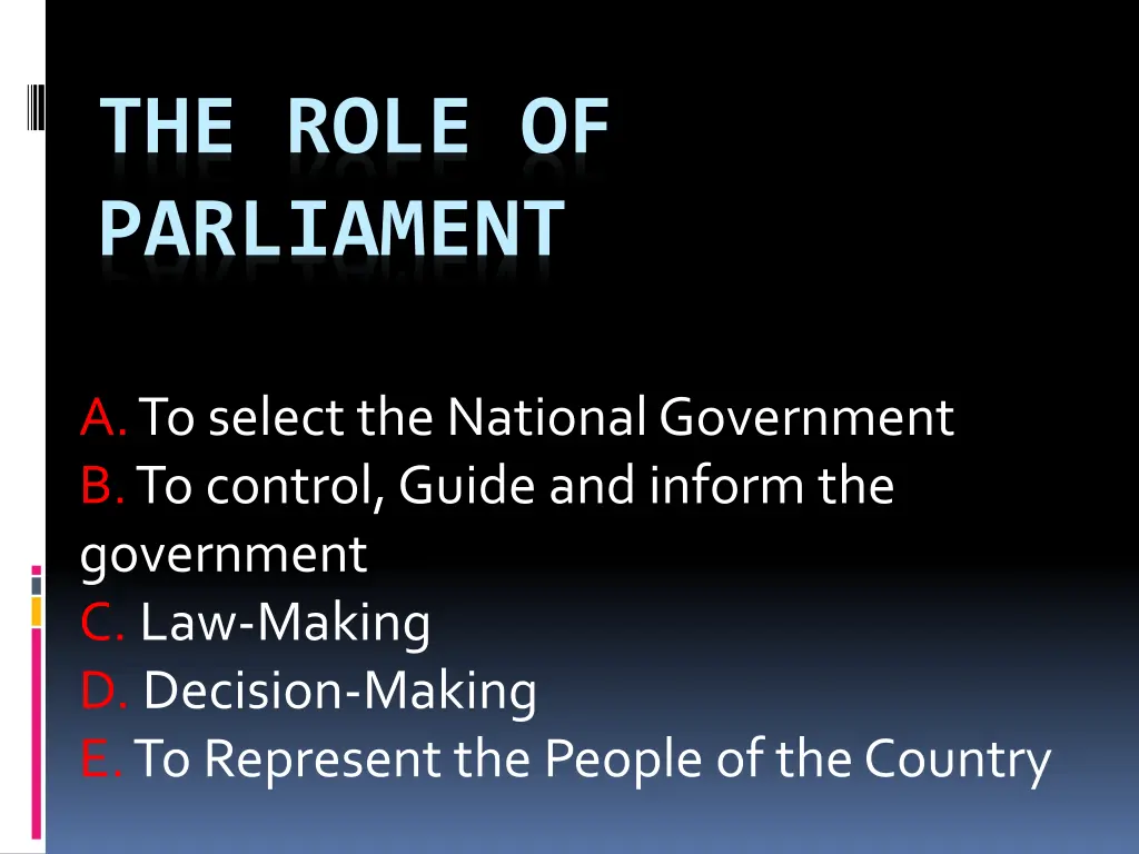 the role of parliament