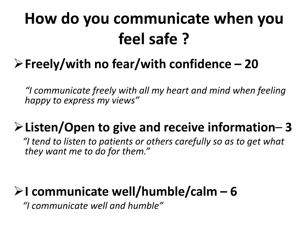 how do you communicate when you feel safe