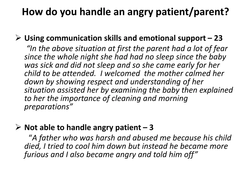 how do you handle an angry patient parent