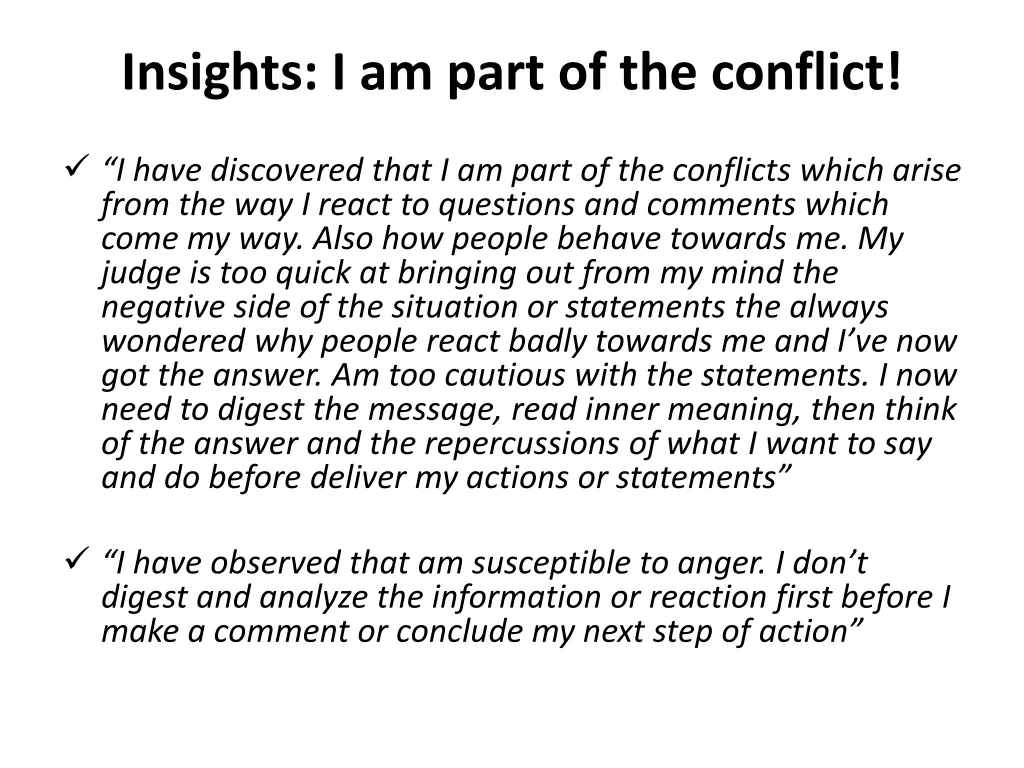 insights i am part of the conflict