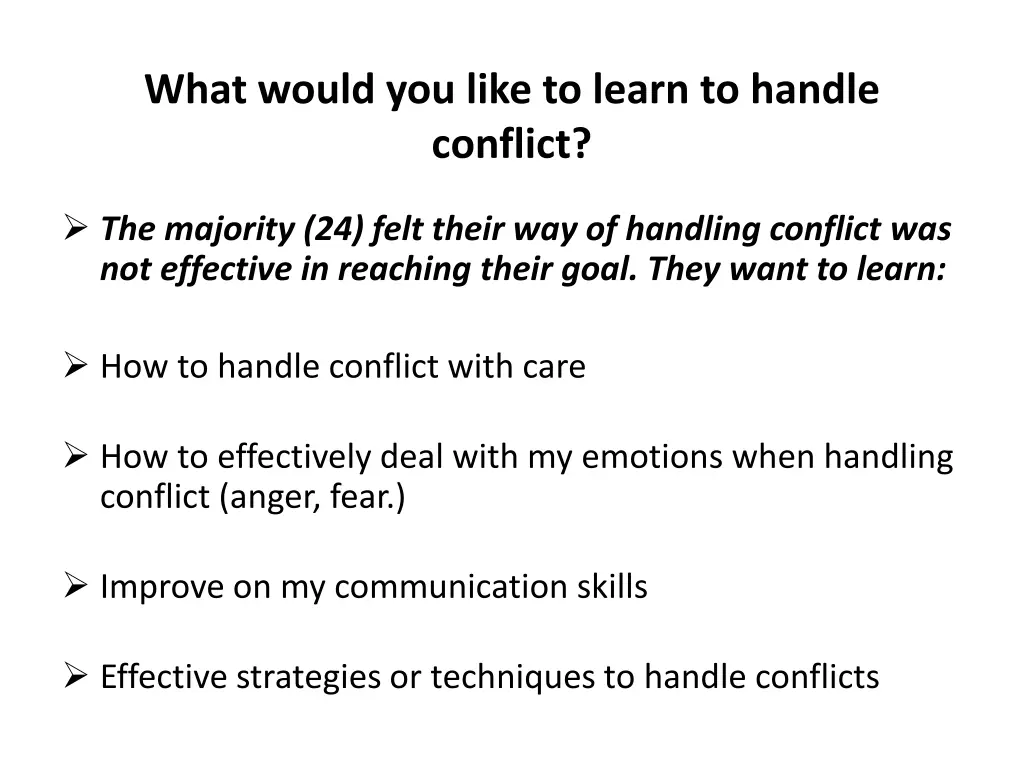 what would you like to learn to handle conflict
