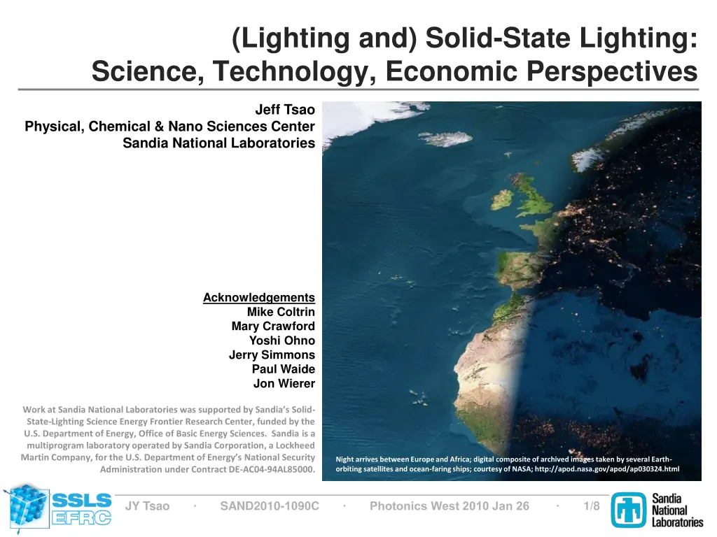 lighting and solid state lighting science