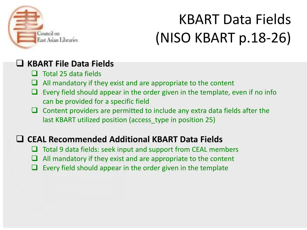 kbart data fields niso kbart p 18 26