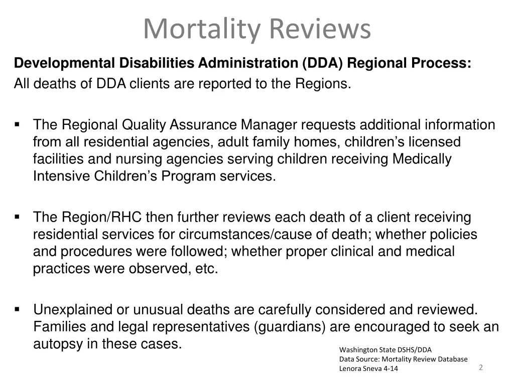 mortality reviews