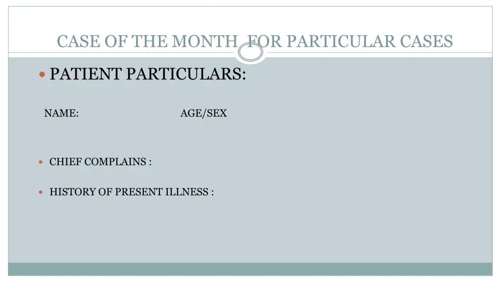 case of the month for particular cases