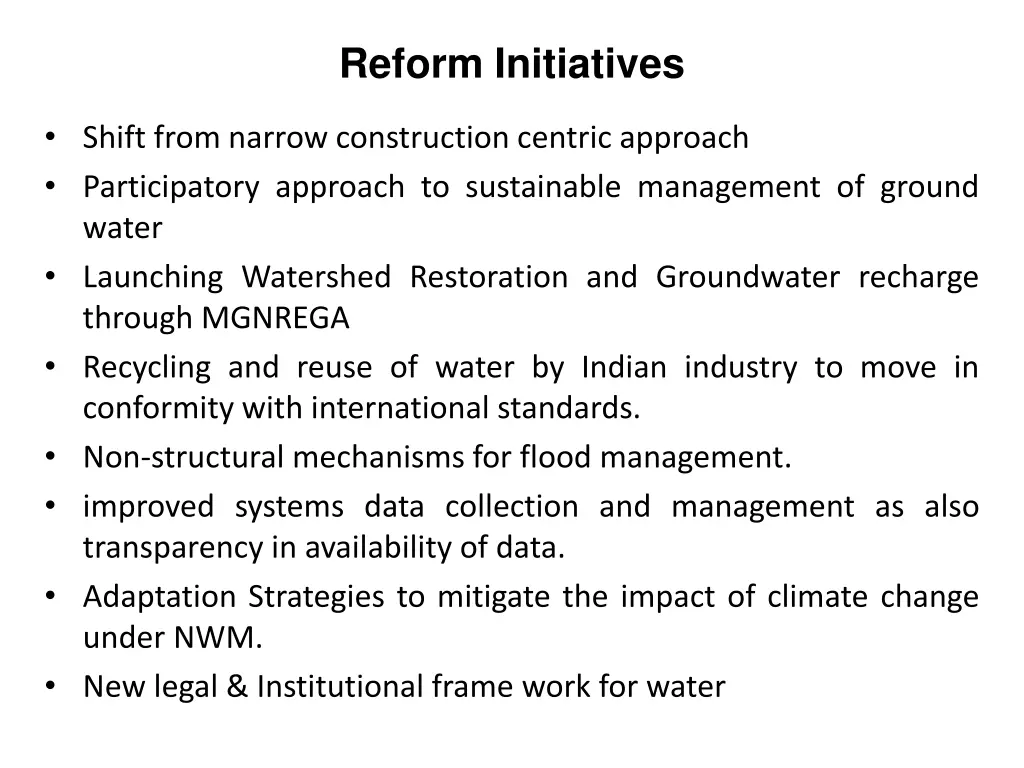 reform initiatives