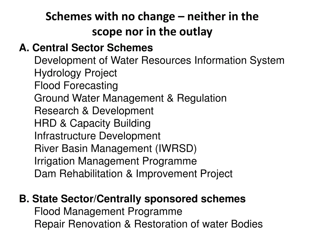 schemes with no change neither in the scope