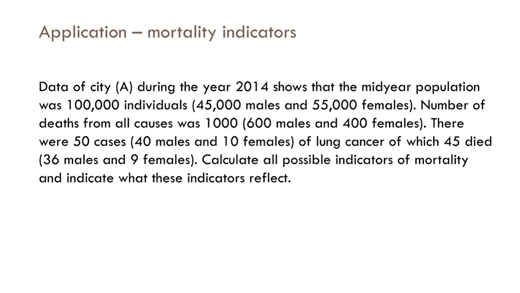application mortality indicators 2