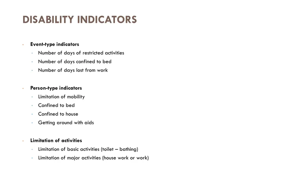 disability indicators