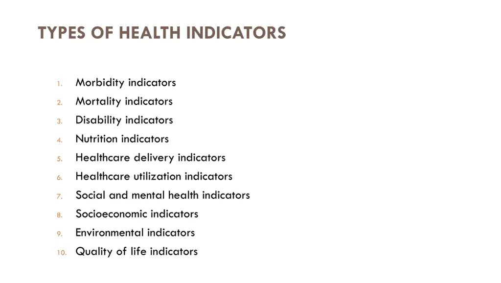 types of health indicators 1